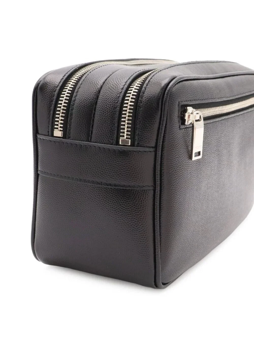 Saint Laurent Paris Exclusive Double Zip Clutch Grooming Case Leather Black